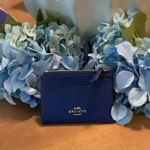 Coach Mini Skinny Id Case In Signature Canvas (Blue)